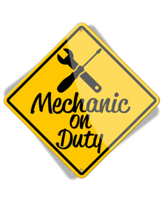 Caution Mechanic on Duty - Crossed Tools - Aluminum Sign - Made in the ...