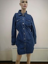 Pretty Little Thing Sinched Waist Long Sleeve Denim Dress 
