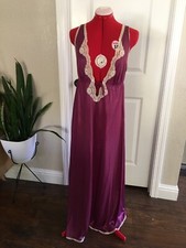 Vintage Jc Penney Sleepwear Nightgown Lingerie Maroon Burgundy Lace Long Purple