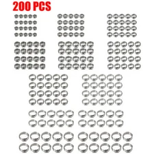200Pcs Stainless Steel Single Ear Hose Clamps Clips Pinch Clamp Assortment Kit