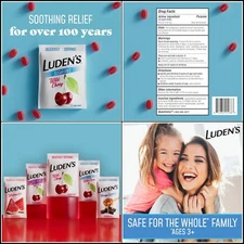 LUDEN'S Sugar-Free Wild Cherry Throat Drops - Sore Throat Relief, 75 Count