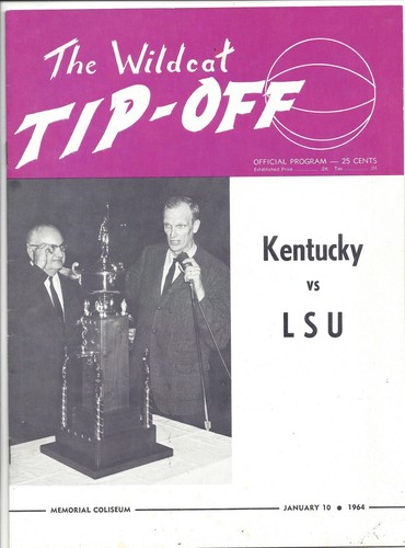 1964 1/10 basketball program LSU Tigers Kentucky Wildcats Adolph Rupp VG