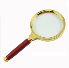 6X 80mm Antique Mahogany Handle Magnifier Metal Reading Magnifying Glass