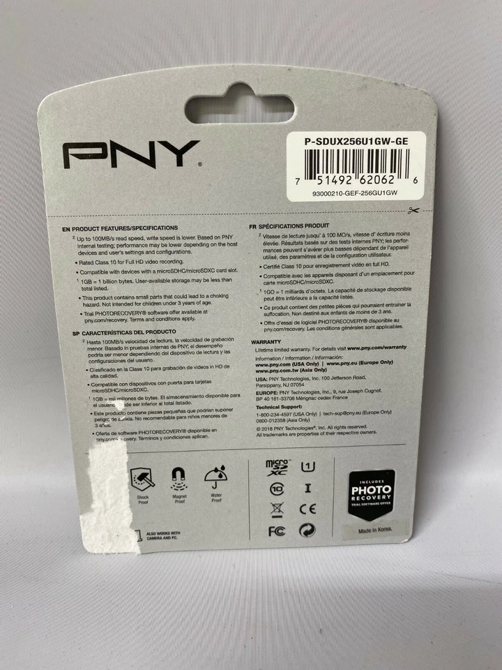 PNY Elite microSDXC Flash Card w/ Adapter 256GB UHS-1 Class 10 - NEW - Image 2 of 2