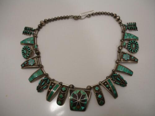 Susan Backus Necklace 1940's Zuni Turquoise Watch Tips Watchtips Sterling Silver - Picture 1 of 15