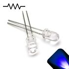 20 x 12v 5mm Led Light Blue Ultra Bright Internal Resistor 5v-15v 9v 6v 14v no