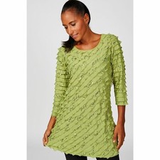 Antthony Designs Ruffle Front Tunic with Sequin Detail Avocado Size 2XL Bnwt