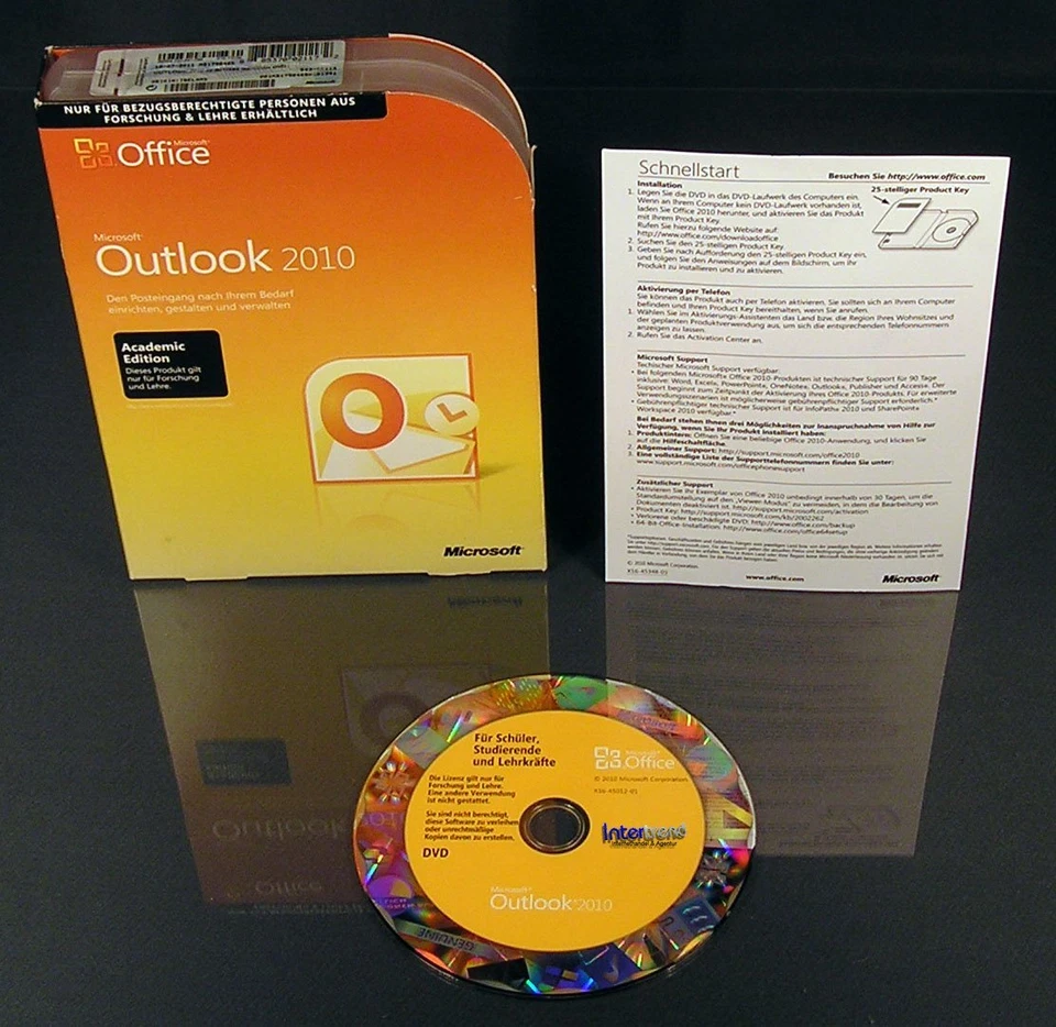 Microsoft Office Outlook 2010 Vollversion Box + CD EDU + Zweitinstallation OVP - Bild 2 von 4
