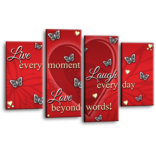 Large Love Heart Quote Art Print Red White Grey Live Laugh Framed Split Canvas - Picture 6 of 6