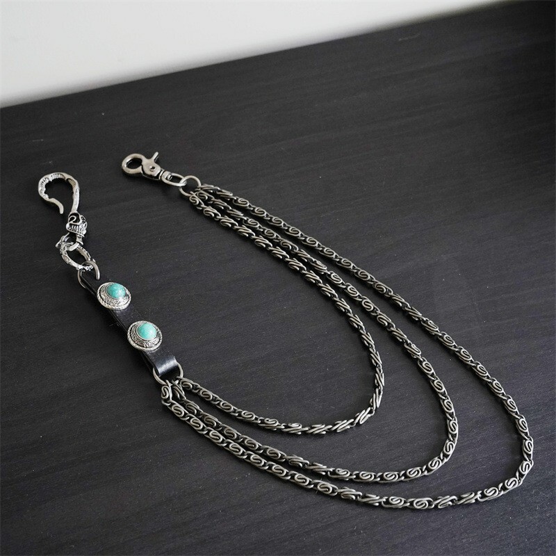 Punk Rock Biker Wallet Chain with Genuine Leather and Metal-image