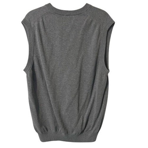 CHAPS Men's Sweater Vest Gray V Neck Large 100% Cotton Grandpa Preppy - Picture 2 of 7