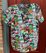 ORIGINAL "RUDOLPH THE RED-NOSED REINDEER"  CHRISTMAS MEDICAL SCRUB TOP  2XL