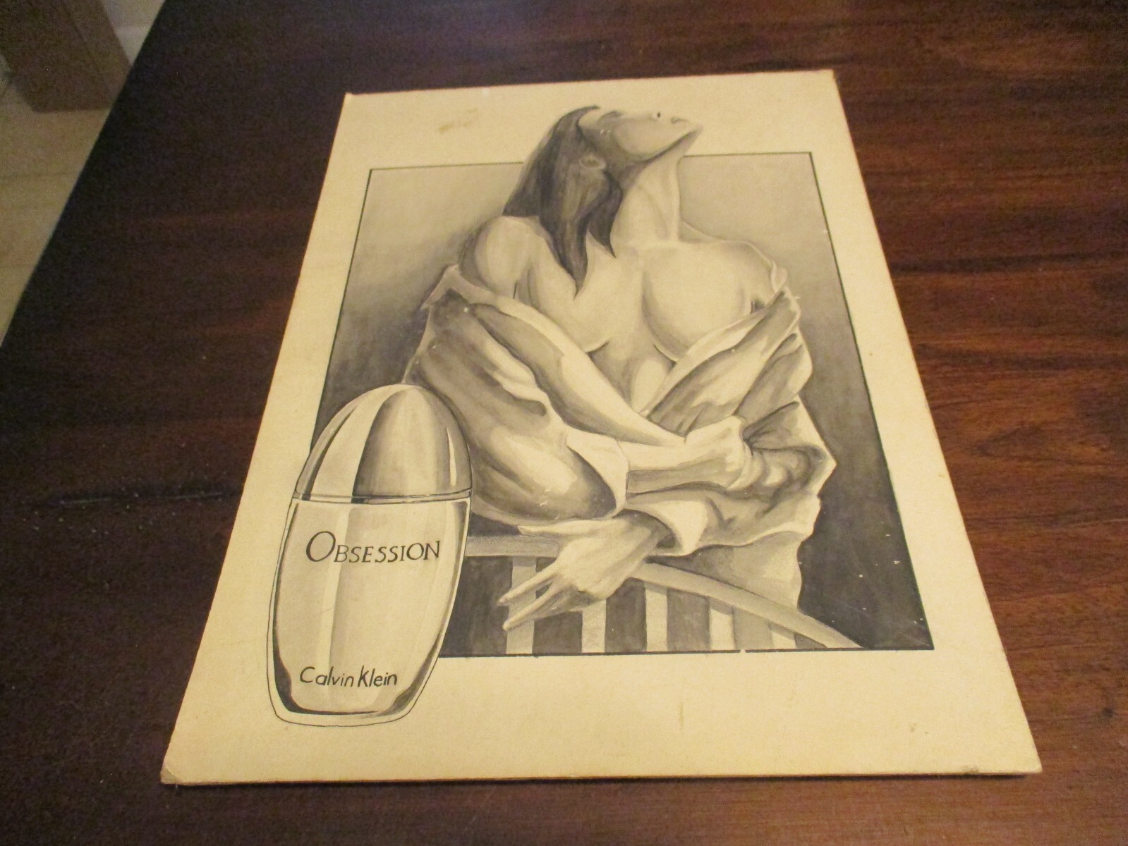 OBSESSION CARDBOARD CALVIN KLEIN ADVERTISING ORIGINAL STORE CARDBOARD RARE SIGN