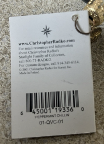 Christopher Radko Peppermint Chillin Snowman Christmas Ornament 5" w/Tag - Picture 5 of 5