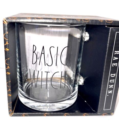 NUEVO Taza de vidrio transparente Rae Dunn Halloween BASIC WITCH 18 oz - Imagen 3 de 5
