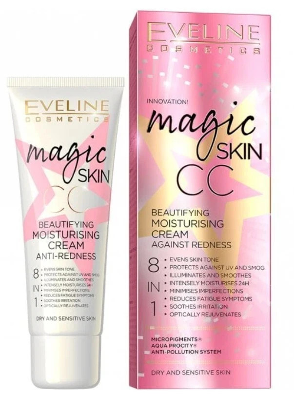 EVELINE MAGIC SKIN CC BEAUTY FACE CREAM MOISTURIZING 8in1 ANTI-REDNESS 30ml
