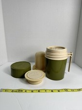Vintage Thermos Orange Model 7002 Hot/Cold Vacuum Jar Glass Lined 10 oz Green