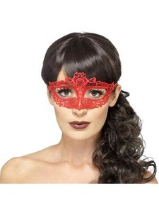 Encaje Bordado Filigrana Antifaz Disfraz De Halloween Rojo Ebay