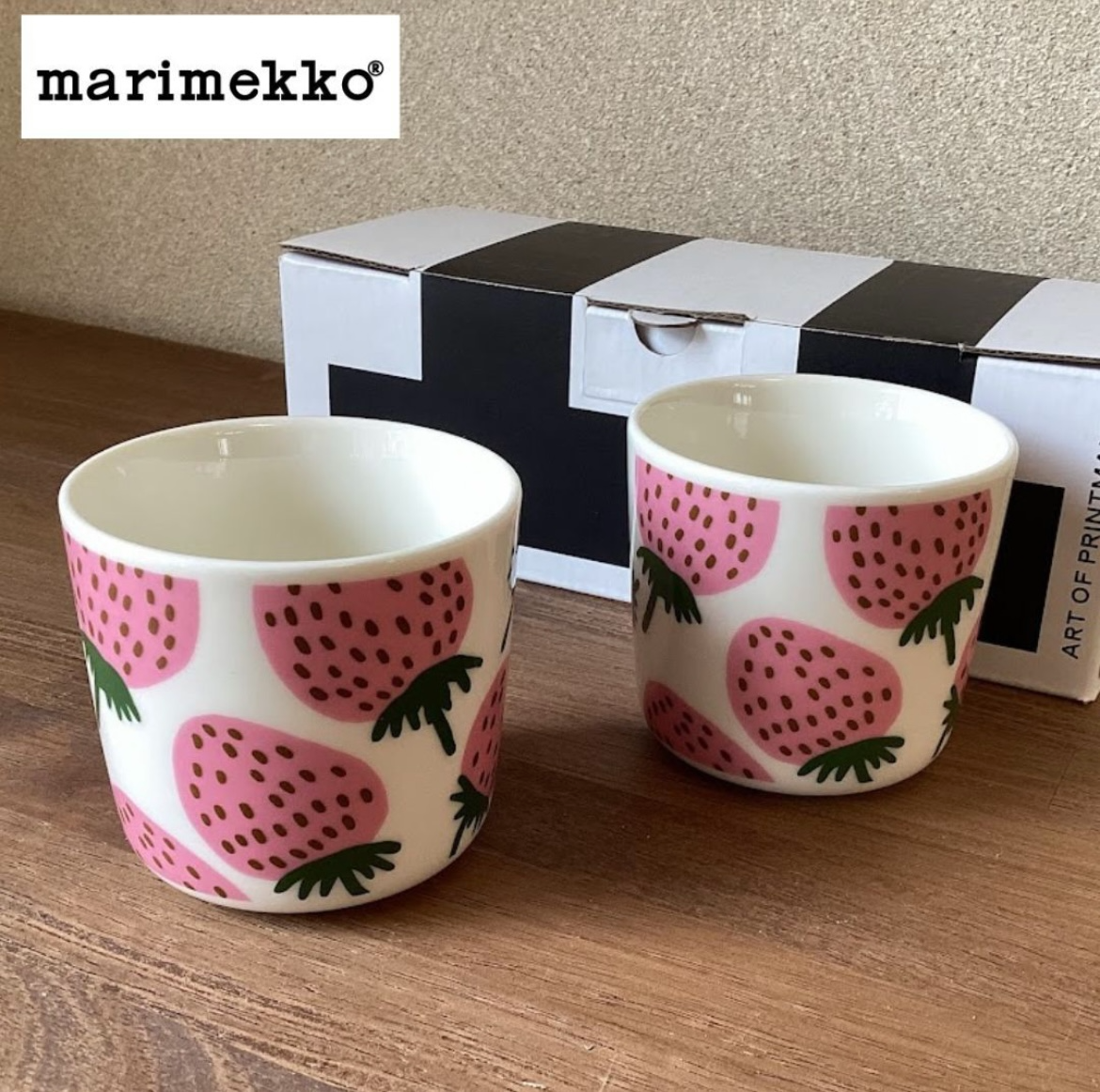 Marimekko pair mug MANSIKKA Strawberry Latte Mug no handle 200ml