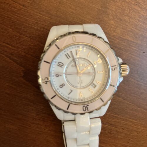 CHANEL J12 Watch Ltd Edition Soft Rose White ceramic Band H4467 33mm Pink Bezel - Picture 12 of 19