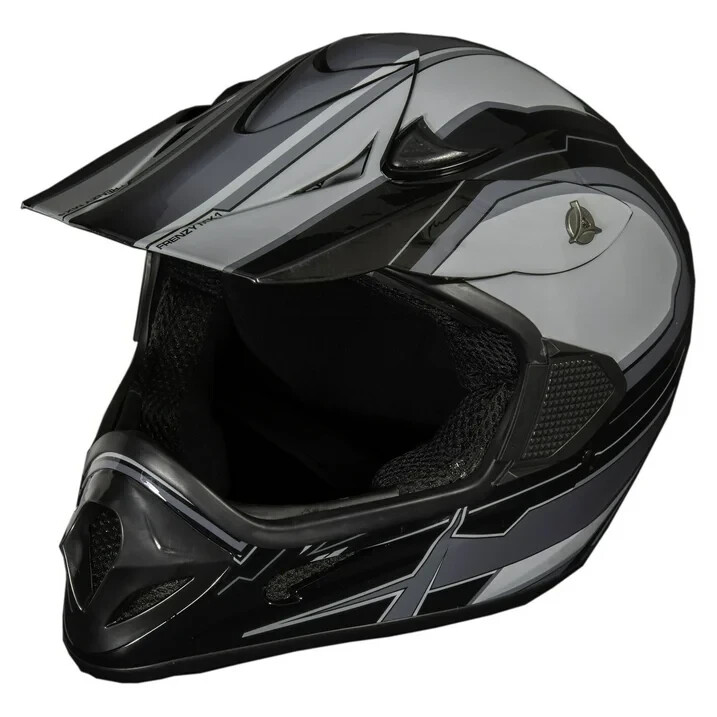 Adult Frenzy MX 1 Black and Gray Dirt Bike Helmet - Size LARGE | eBay