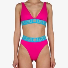 💎 Versace NWT SET bikini top & bottom or crop top/briefs! Pink & blue both XL 5