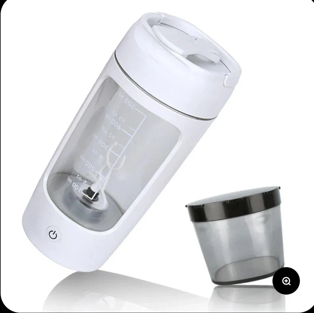 WHITE 650ml Electric Protein Shaker Bottle USB Mixer Cups With Free Powder Cup.
Opens in a new windo