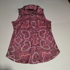 Inc international concepts Pink pattern sleeveless button up blouse petite PS