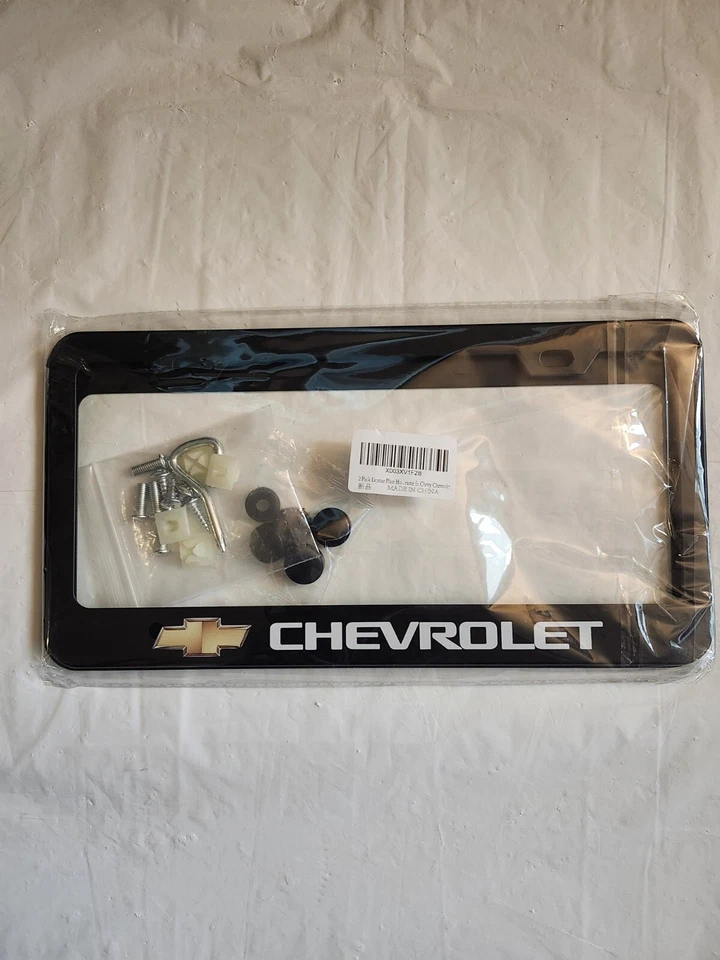Chevrolet Golden Logo UV LED impreso en marco de matrícula de metal negro Foto 4 de 4