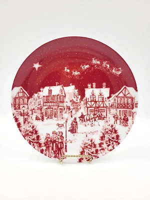 Williams Sonoma Pillivuyt Alpine Night Dinner Plate Nordic Snowy Village 11" NEW