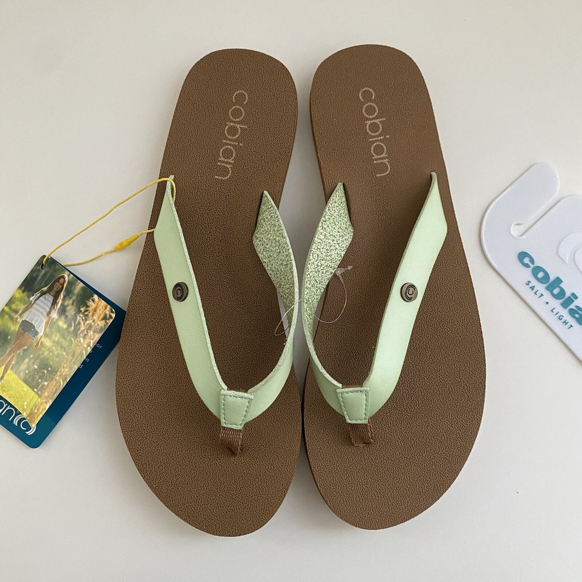 COBIAN Womens KEALIA Flip Flops Slippers Sandal Seafoam Green (8