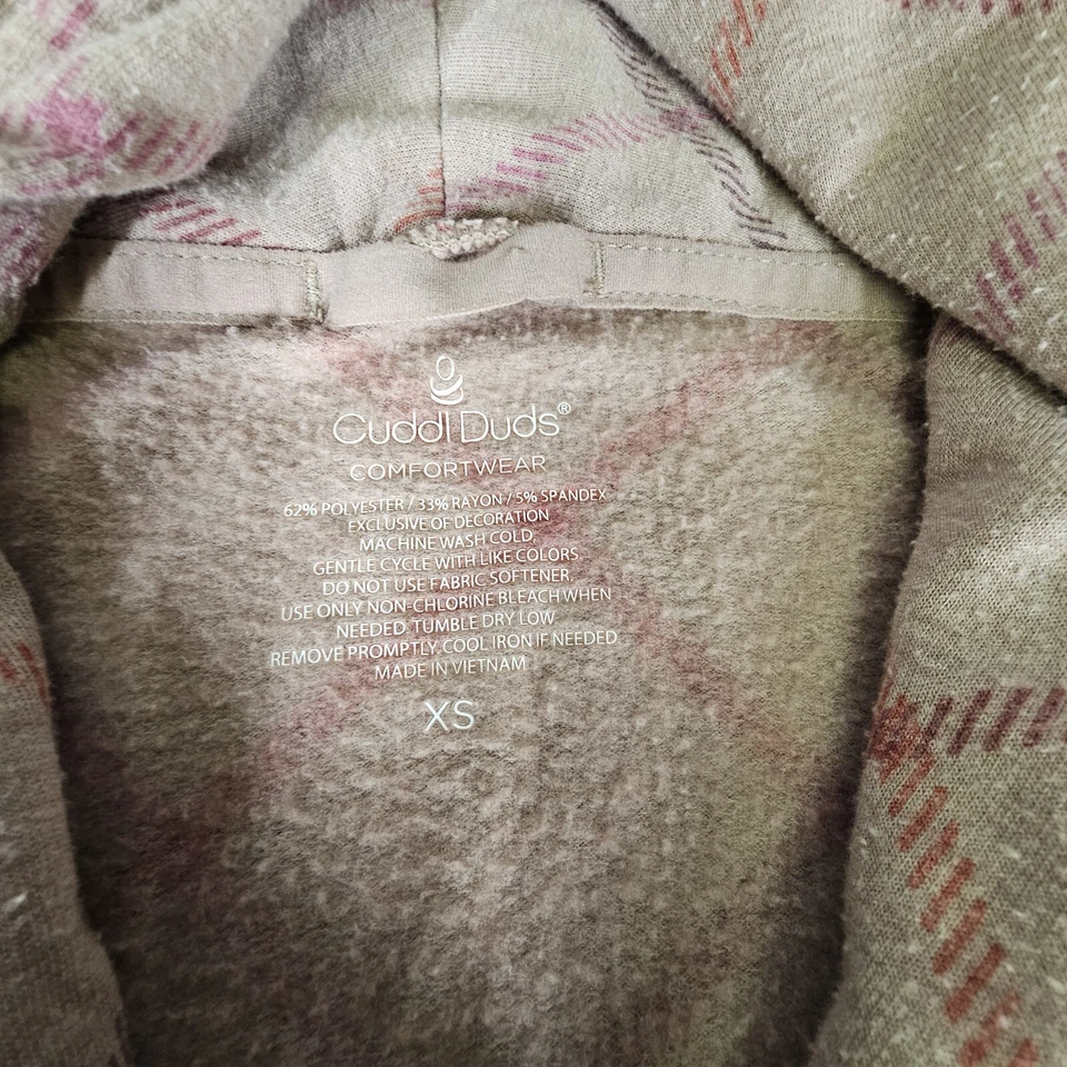 CÁRDIGAN CUDDL DUDS ROPA CÓMODA CUELLO BOTÓN DELANTERO BRONCEADO CÁLIDO SESGADO CUADROS XS Foto 2 de 4