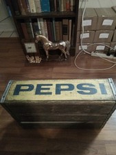 Vintage March 1970 Wood Pepsi Cola Crate - Blue And Yellow / 18in