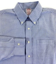 Brooks Brothers Men's Madison Non-Iron Blue Stripe Oxford Dress Shirt 16-33