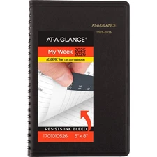 Planner 2025-2026 Academic, Weekly, 5" x 8", Small, Flexible Cover, Black (70...