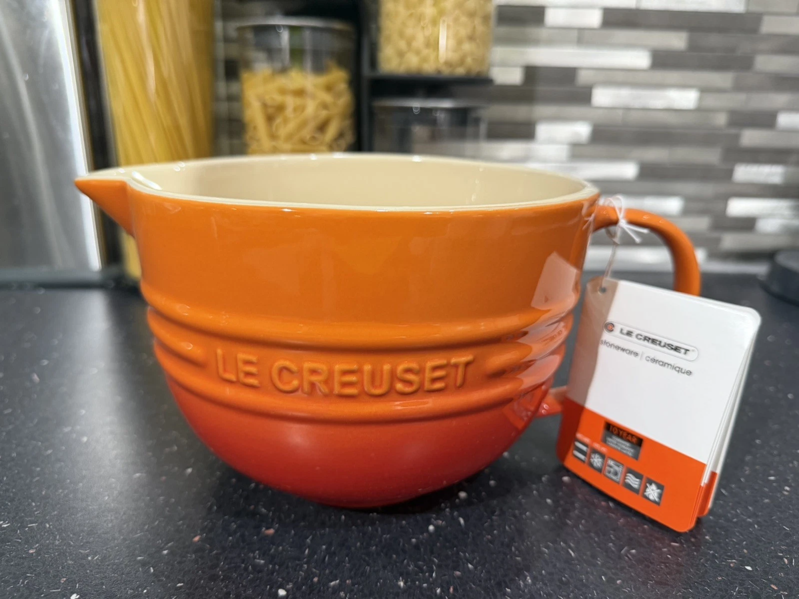 Le Creuset New Ceramic Volcanic Orange 2L Mixing Bowl With Handle RRP £44
Opens in a new window or t