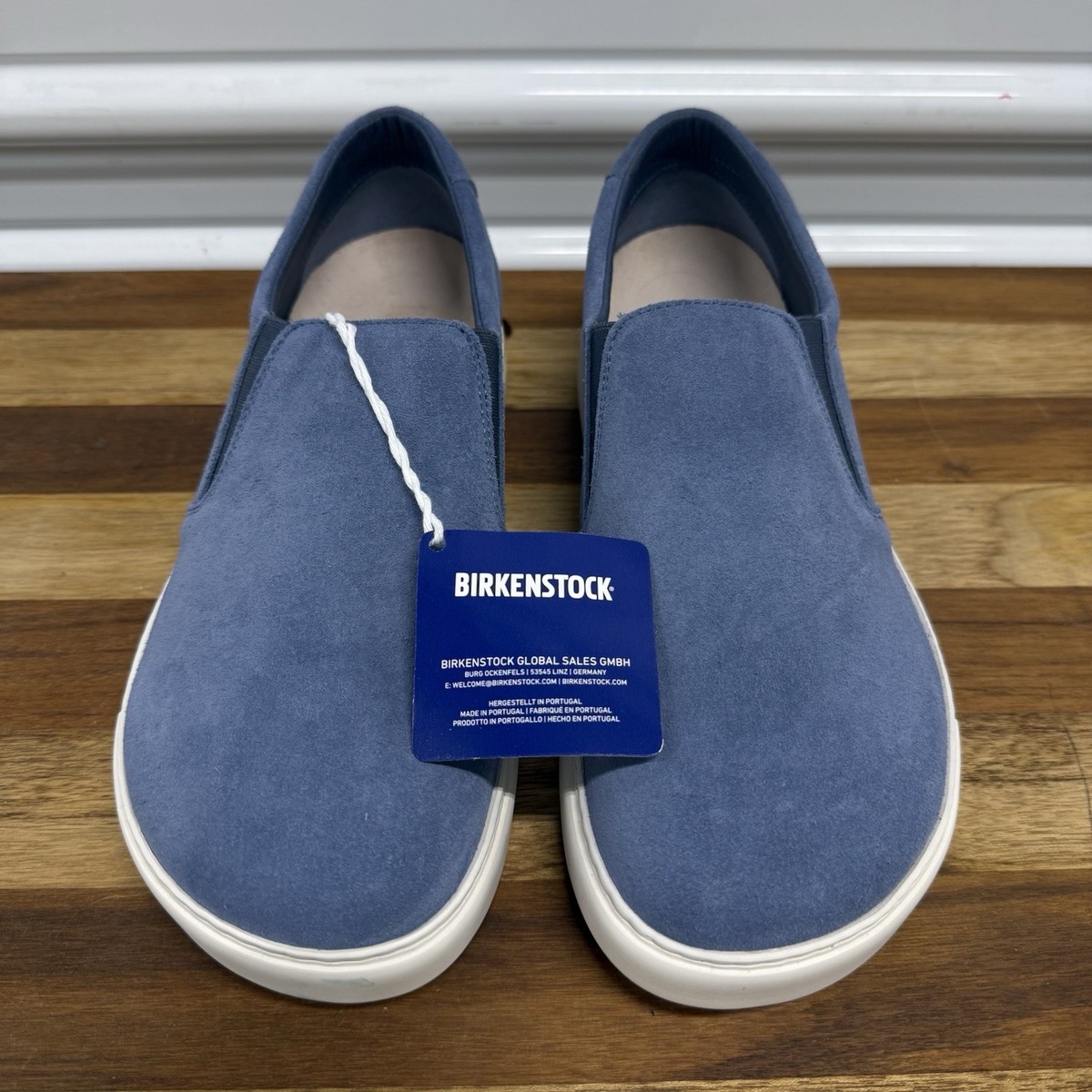 Birkenstock Oswego Men Size 10 US / 43 EUR Blue Leather Suede Slip