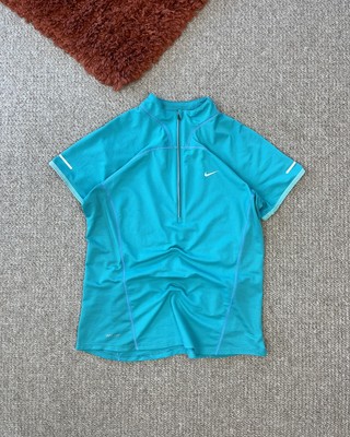 Nike Radsport Damen Top Größe Medium Türkis Trikot 1/4 Reißverschluss Tech Dri Fit