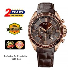 Image of HUGO BOSS 1513093 MEN'S 44CM STAINLESS STEEL BROWN STRAP, BROWN DIAL