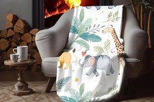 Cute Safari Animals Baby Blanket Jungle Nursery Decor