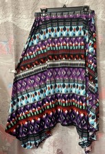 NY COLLECTION Midi Asymmetrical Skirt Sz Large Elastic Waist USA MADE