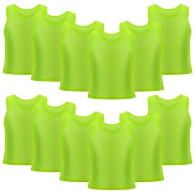 CIATBYYJ 12Pcs Youth Pinnies Scrimmage Vests, Sports Pennies One Size, Green 
