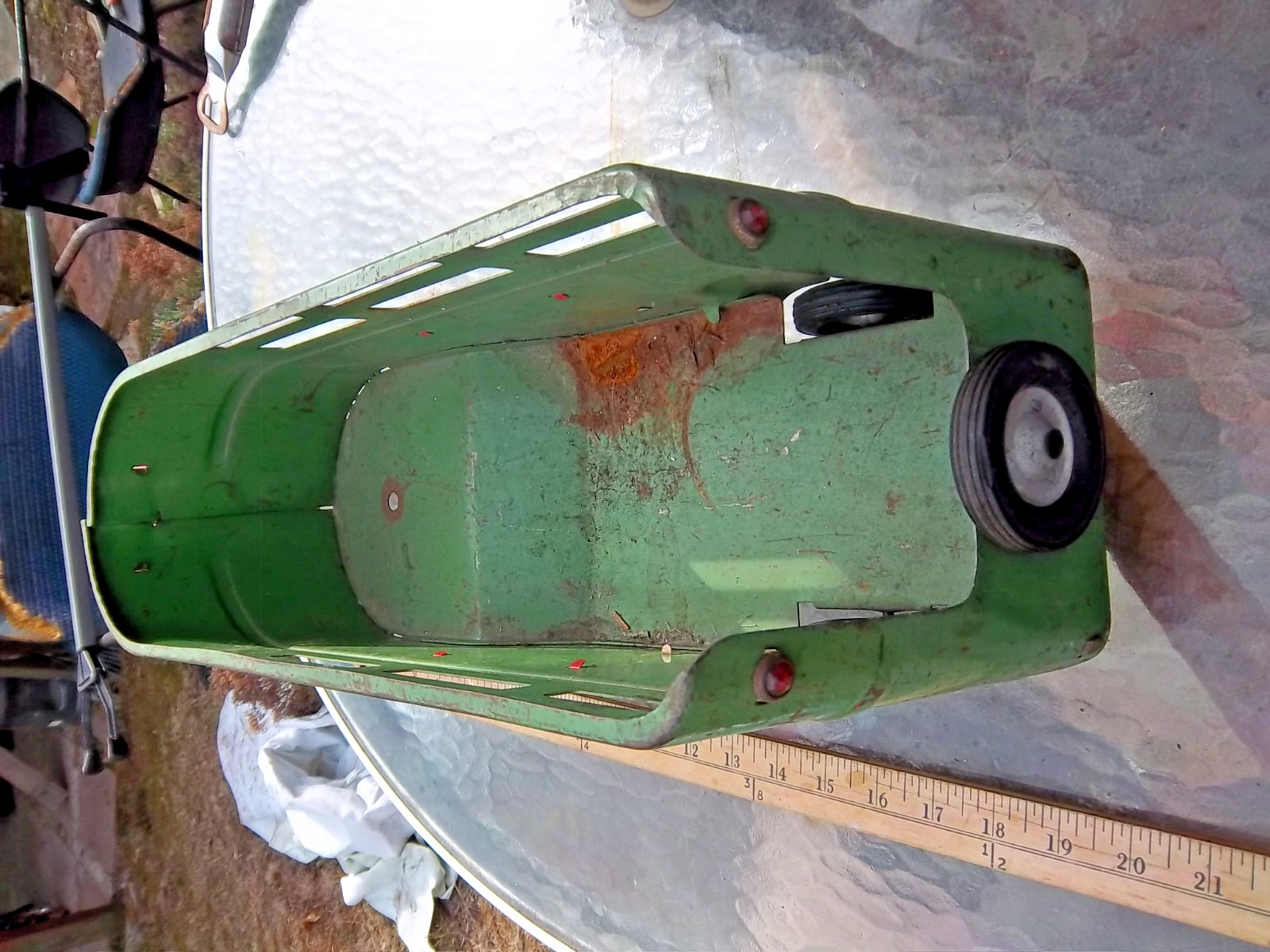 24" Wyandotte Pressed Steel Truck Red & Green Truck Lines Tractor Trailer 1950s