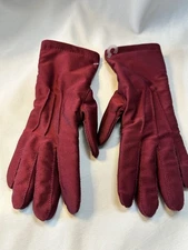 Retro Thinsulate Dress Gloves Red With Leather Palms Warm Lining Gorgeous EUC