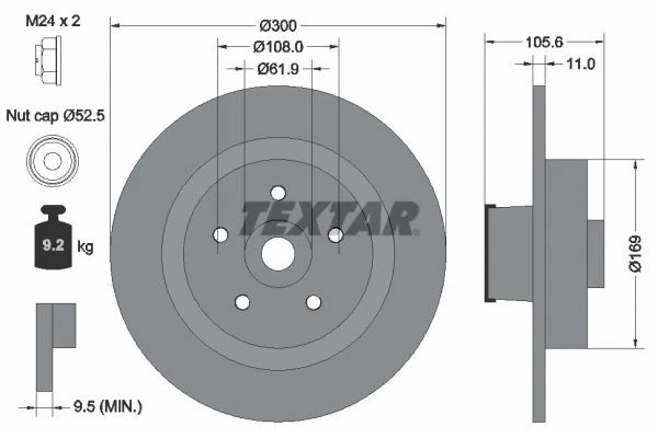 Disco de freno TEXTAR 92252903 para RENAULT Foto 3 de 3