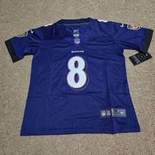 sNWT Lamar Jackson Ravens #8 Purple Jersey Youth Medium Stitched