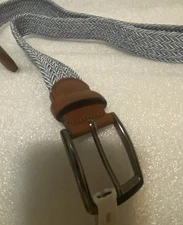 NEW Perry Ellis Portfolio Men Blue Stretch Woven Belt Golf Large 38/40 NWT #2