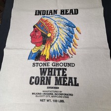 Vtg Rare Indian Head Stone Ground White Corn ...
