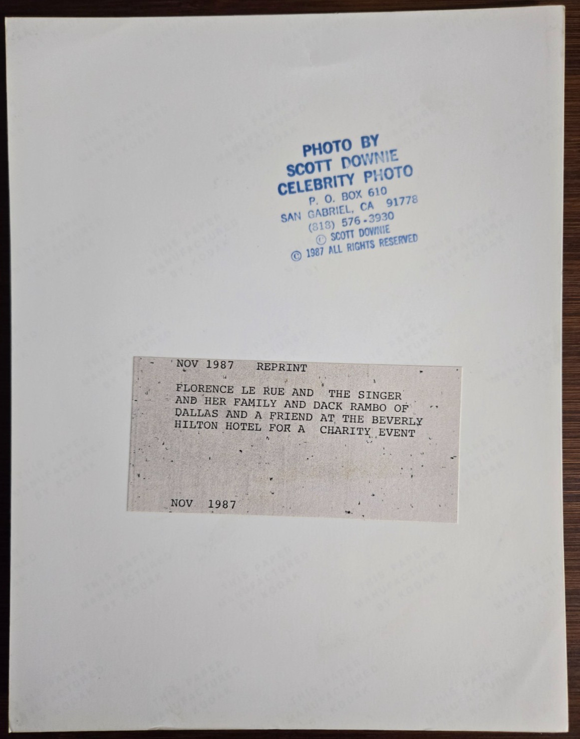 Florence LaRue (The Fifth Dimension) & Dack Rambo (Dallas) 1987 7x9 Press Photo