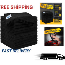 Black Microfiber Cleaning Cloth 12 Pack, 12.5 x 12.5 inch Microfiber Towels for